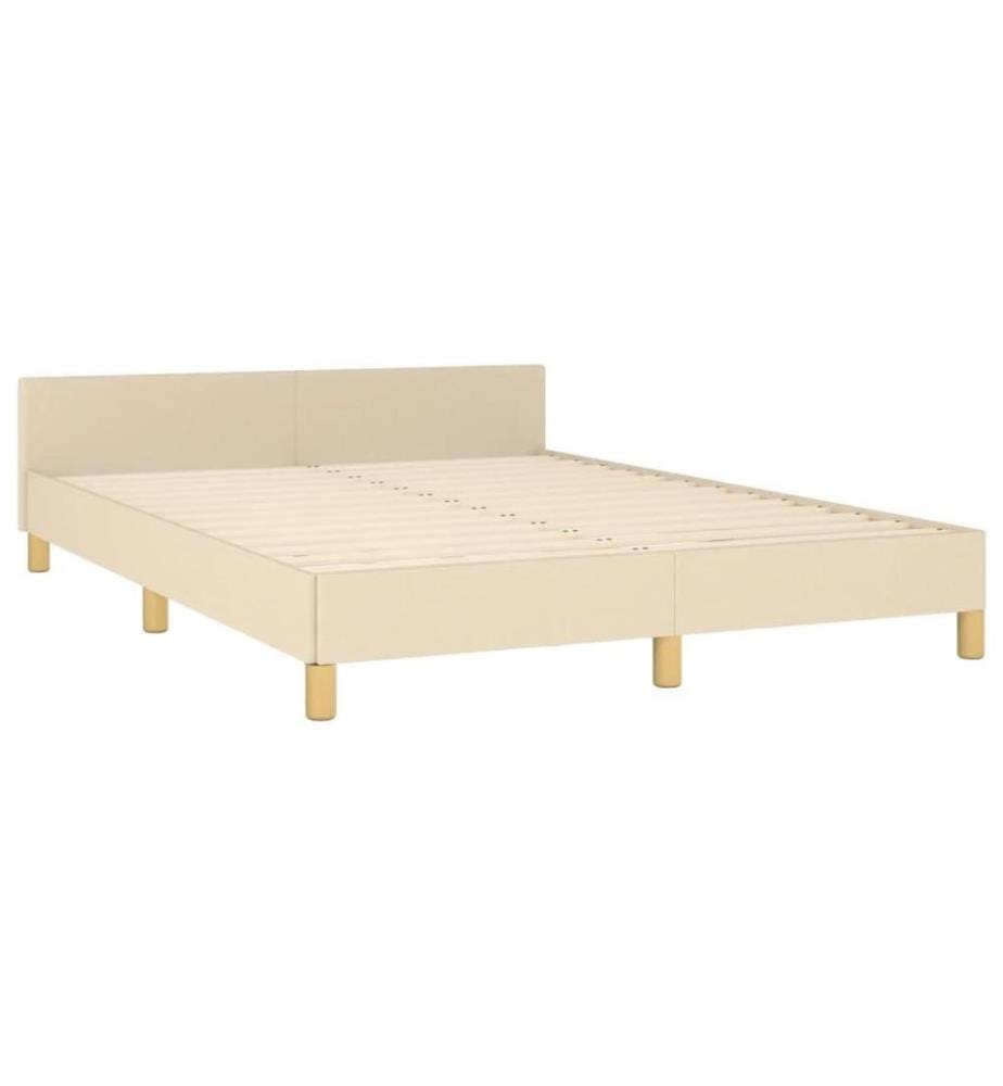 Cadre de lit avec tête de lit Crème 140x190 cm Tissu