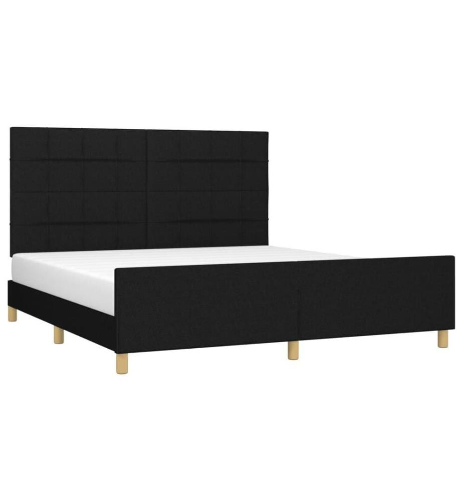 Bettgestell mit Kopfteil Schwarz 180x200 cm Stoff