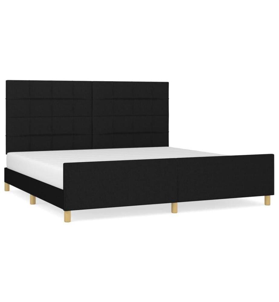 Bettgestell mit Kopfteil Schwarz 200x200 cm Stoff