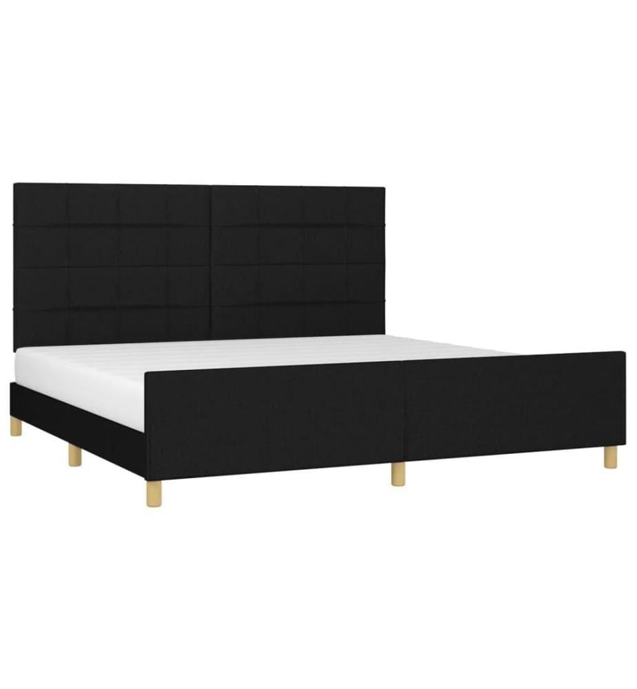 Bettgestell mit Kopfteil Schwarz 200x200 cm Stoff