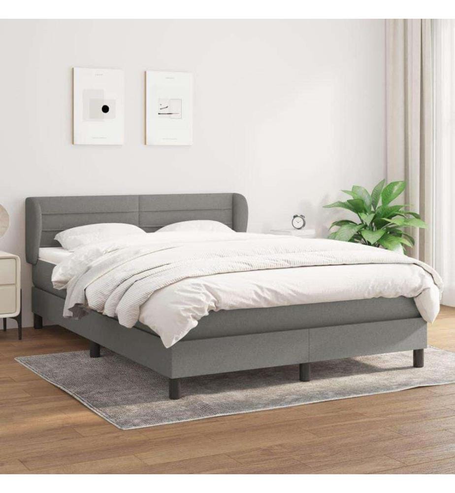 Boxspringbett mit Matratze Dunkelgrau 140x190 cm Stoff
