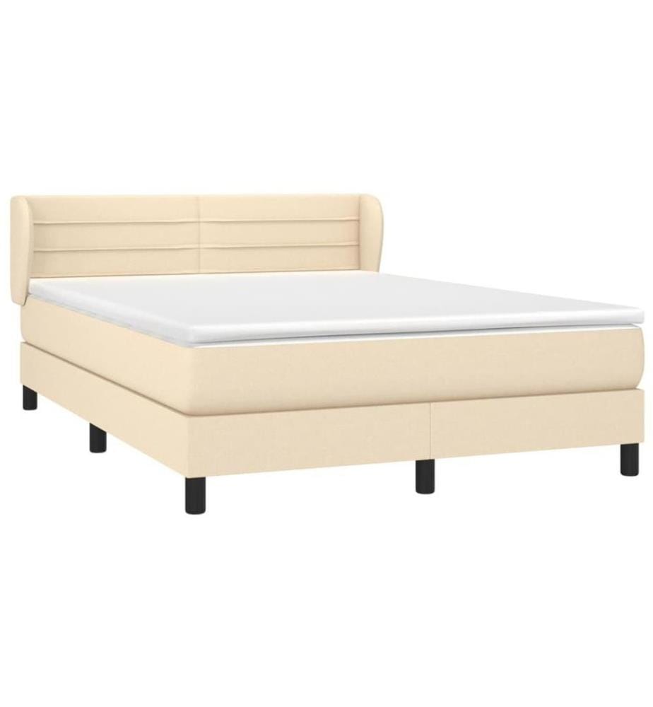 Boxspringbett mit Matratze Creme 140x200 cm Stoff