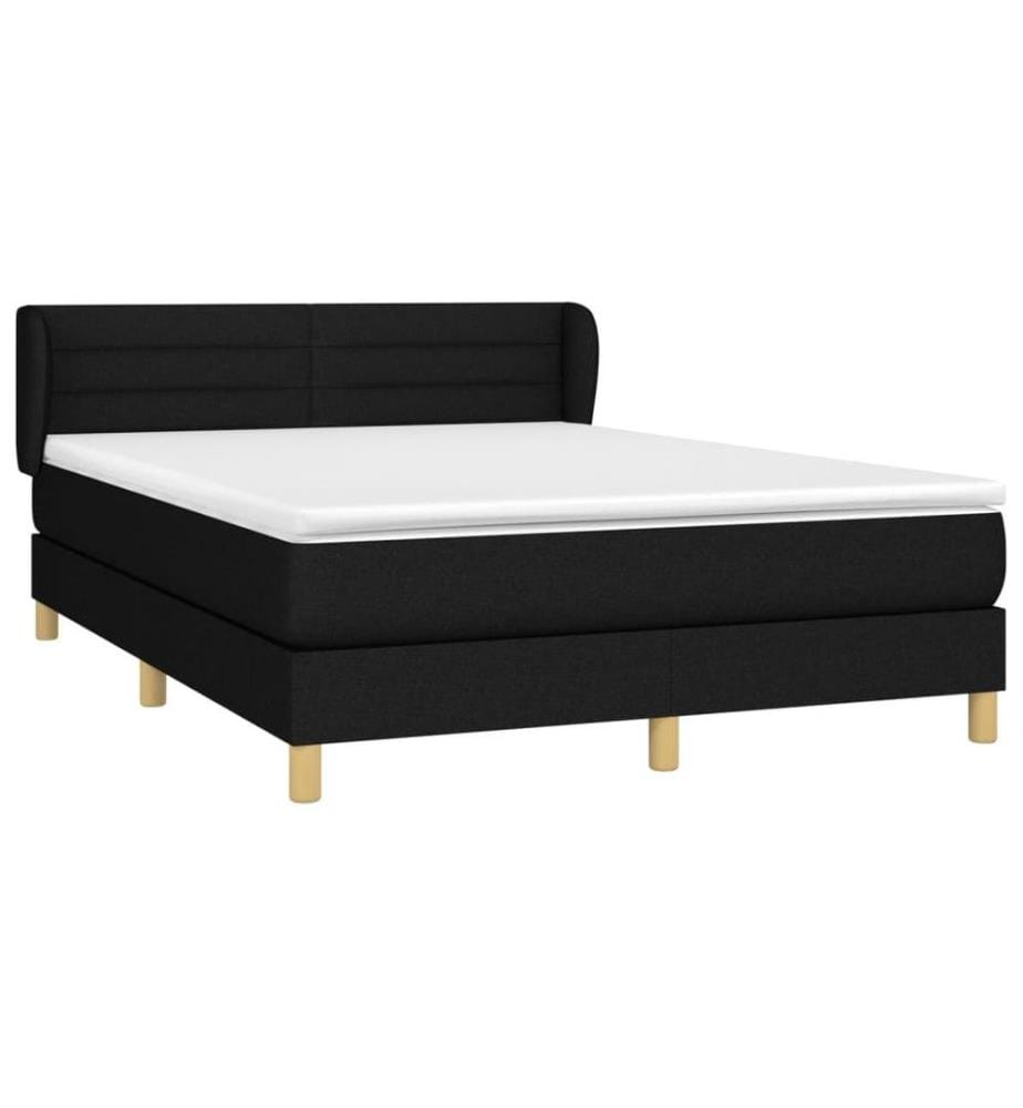Boxspringbett mit Matratze Schwarz 140x190 cm Stoff