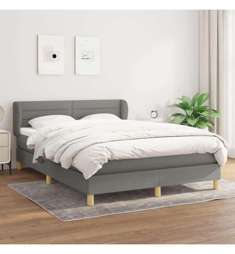 Boxspringbett mit Matratze Dunkelgrau 140x200 cm Stoff