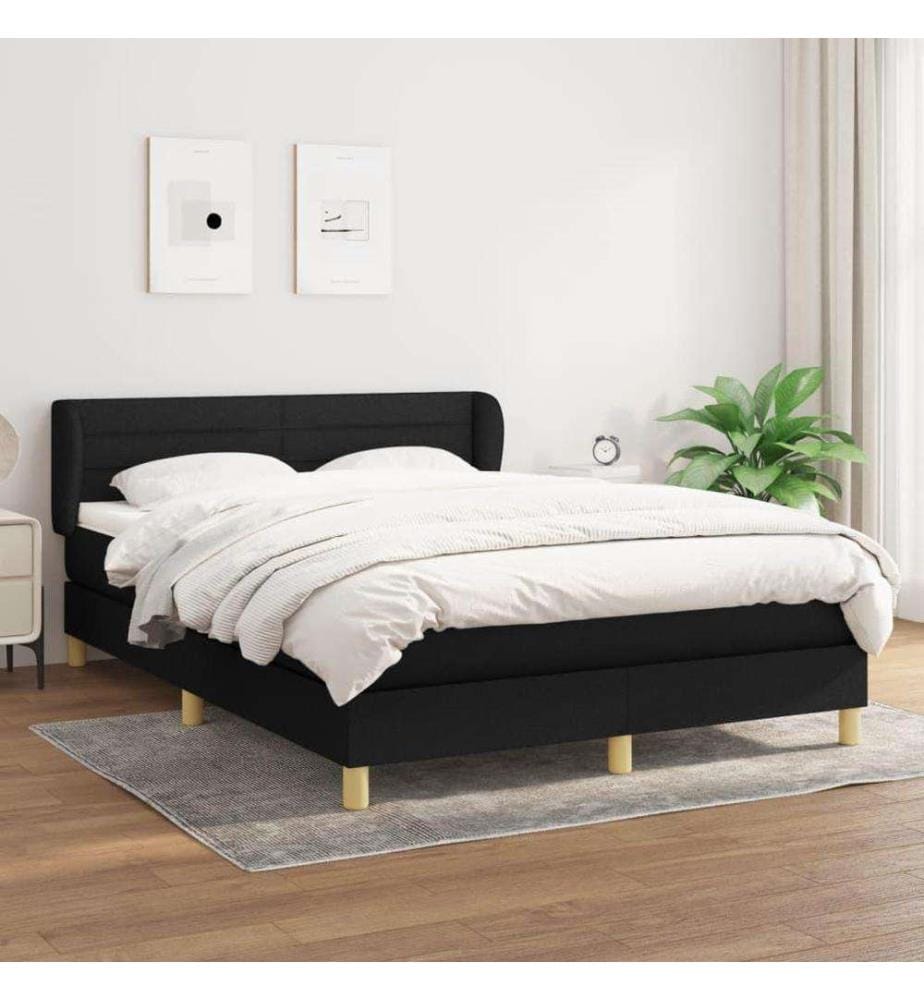 Boxspringbett mit Matratze Schwarz 140x200 cm Stoff
