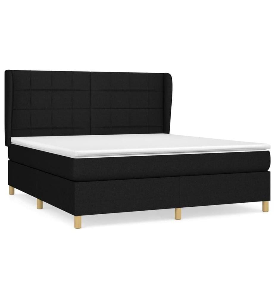 Boxspringbett mit Matratze Schwarz 160x200 cm Stoff