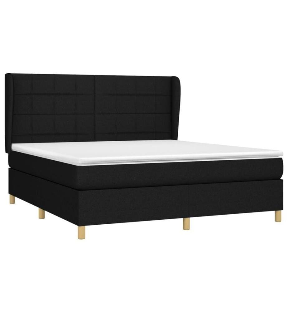 Boxspringbett mit Matratze Schwarz 160x200 cm Stoff