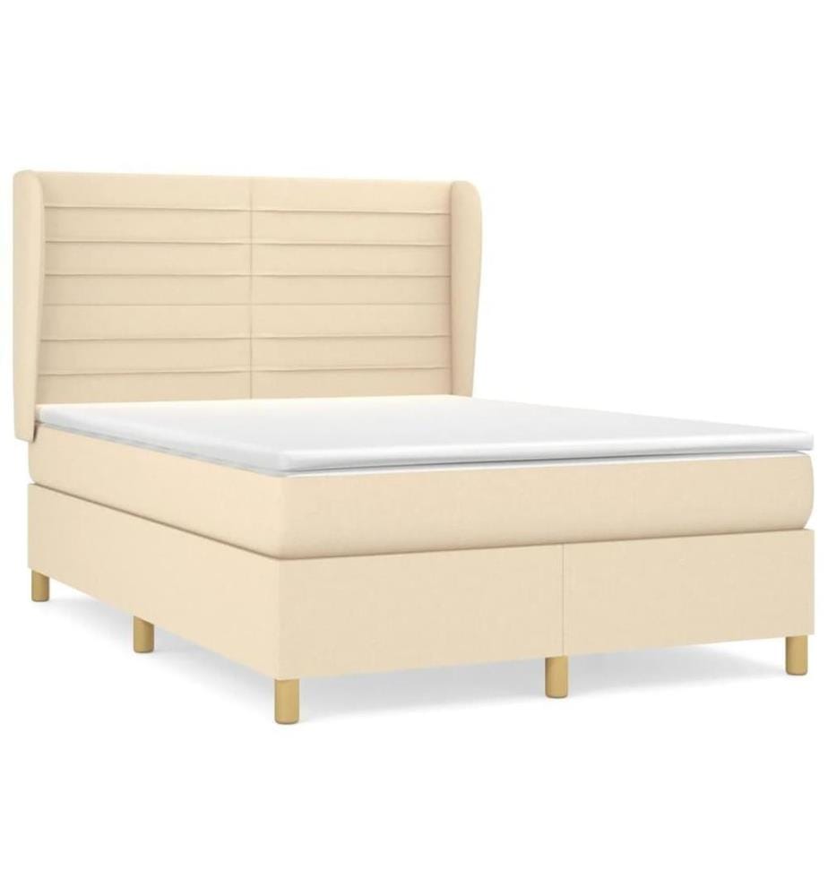 Boxspringbett mit Matratze Creme 140x200 cm Stoff