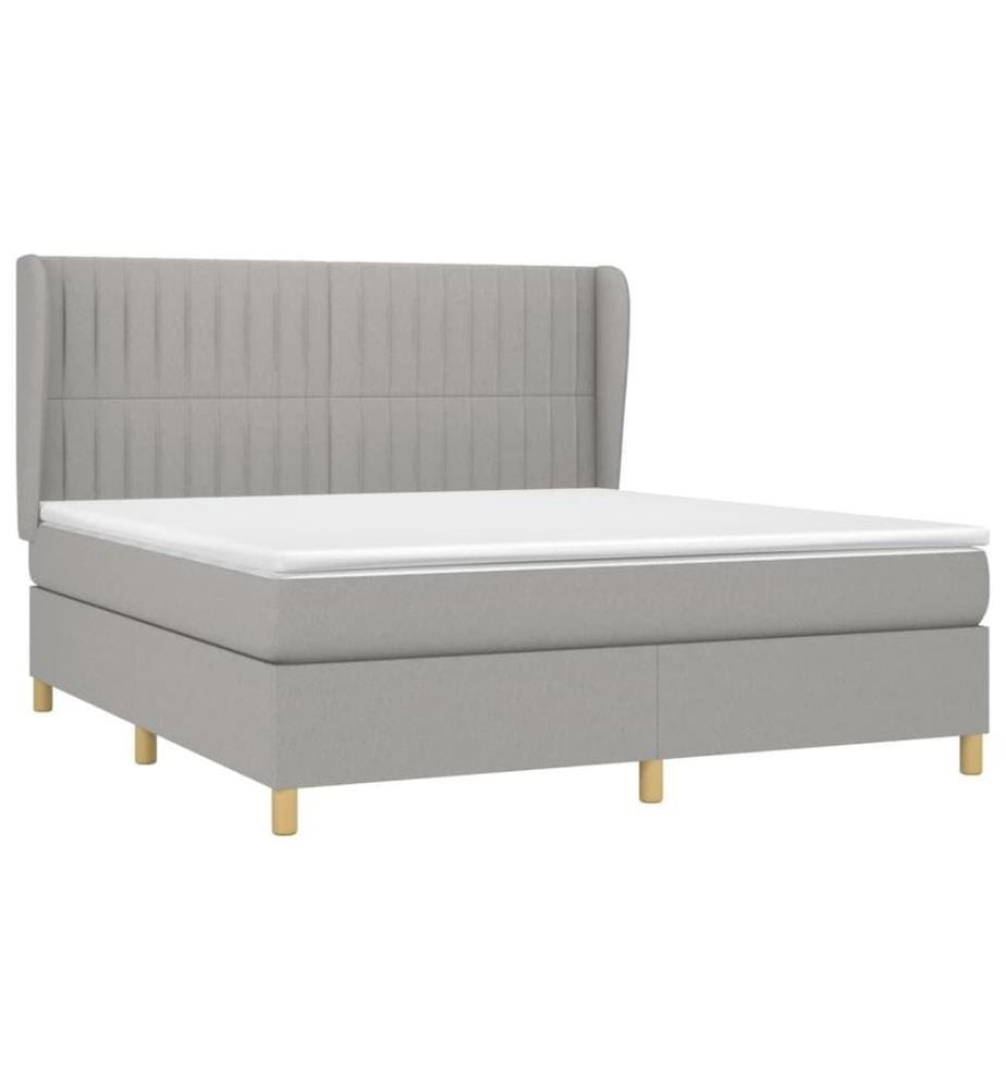 Boxspringbett mit Matratze Hellgrau 180x200 cm Stoff