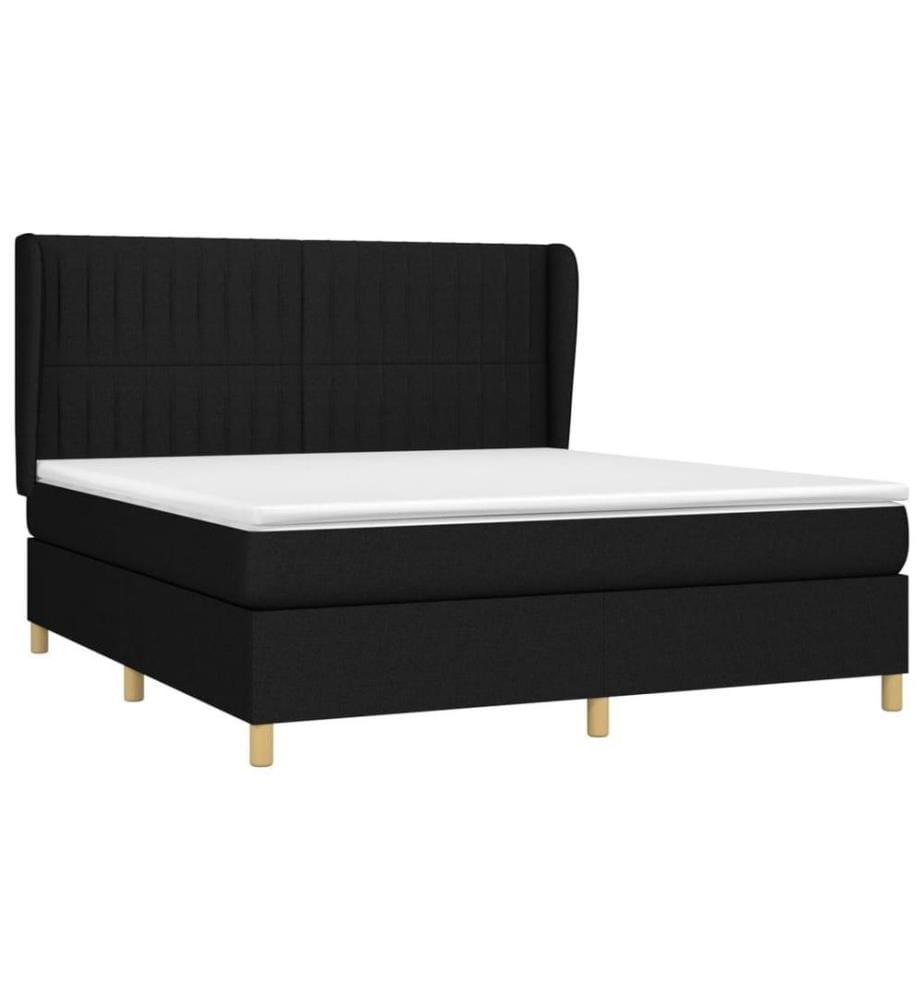 Boxspringbett mit Matratze Schwarz 180x200 cm Stoff