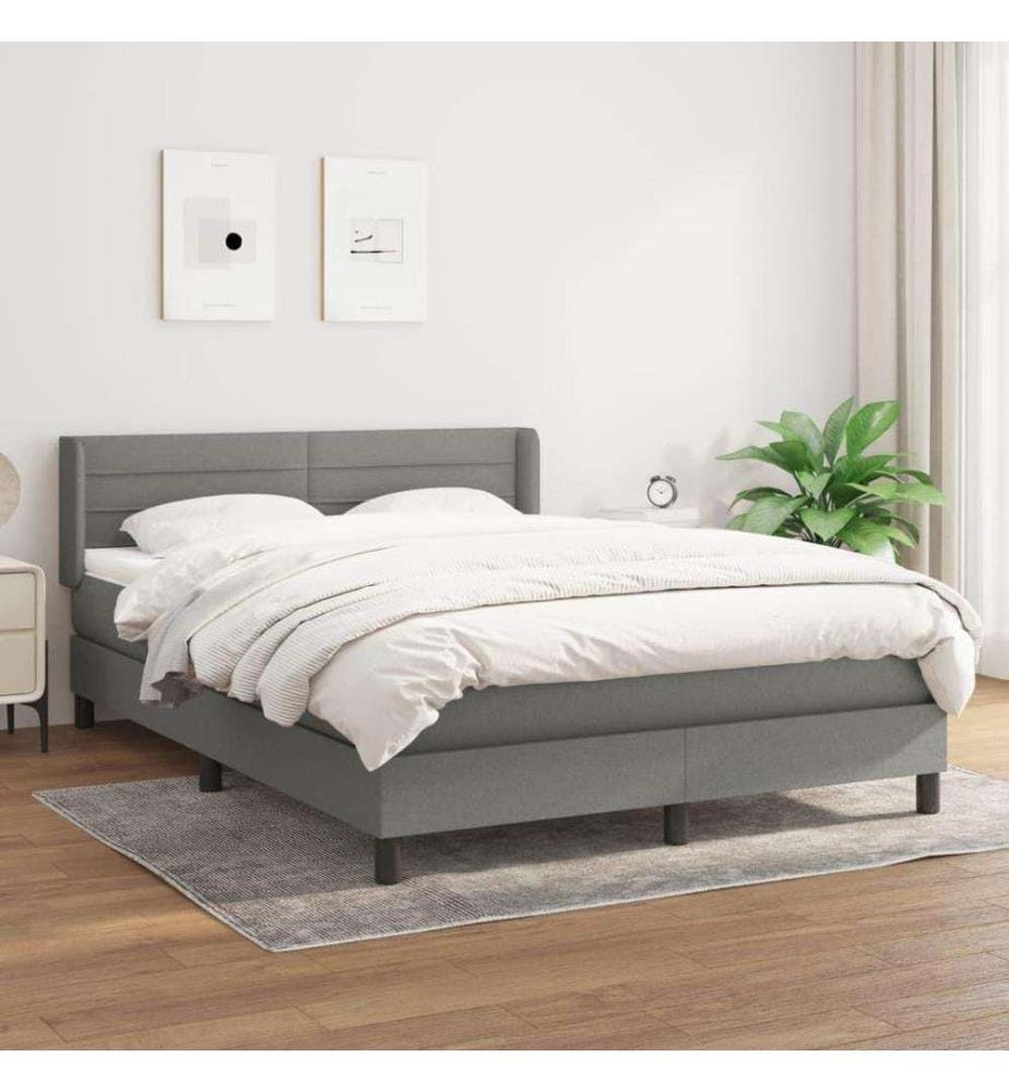 Boxspringbett mit Matratze Dunkelgrau 140x190 cm Stoff