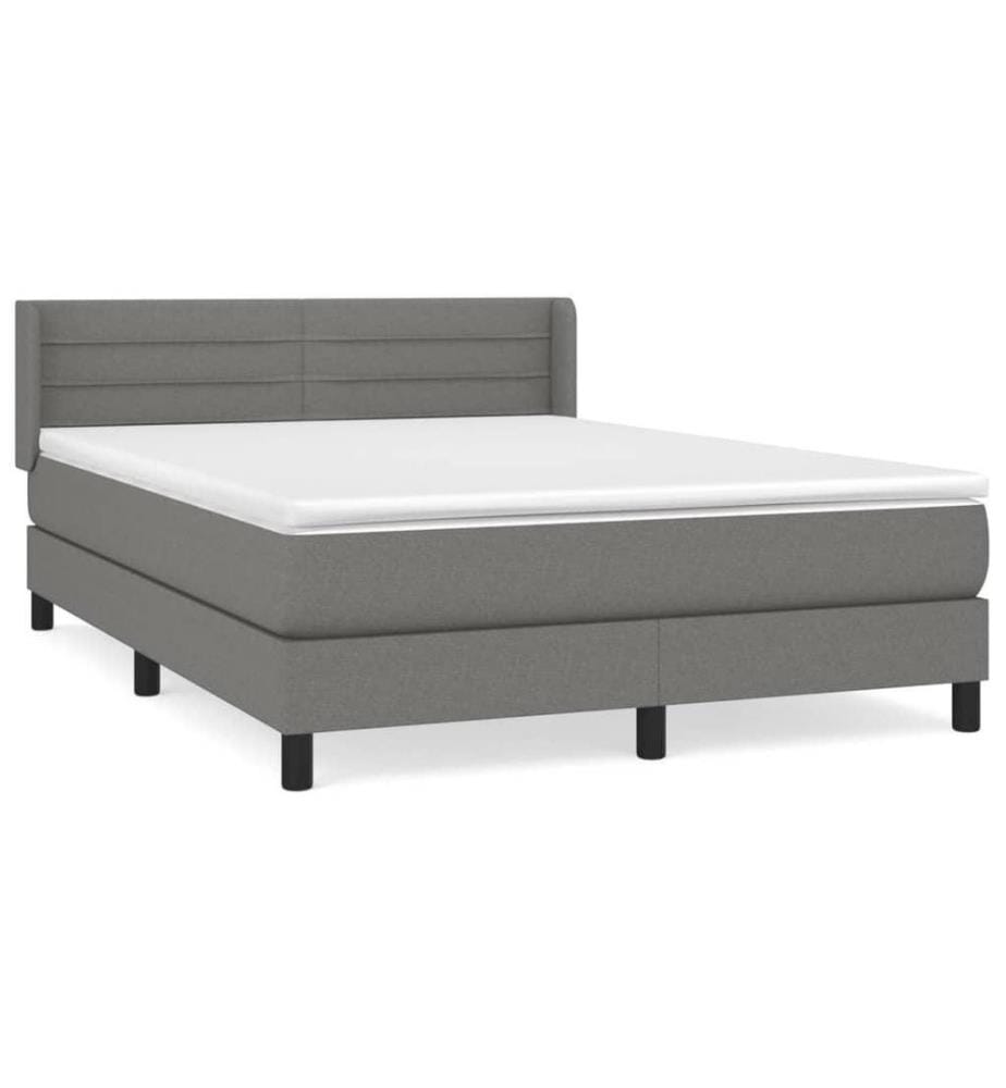 Boxspringbett mit Matratze Dunkelgrau 140x190 cm Stoff