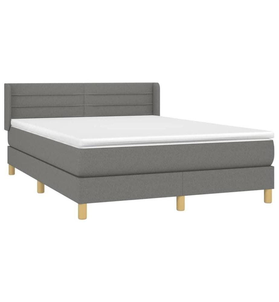 Boxspringbett mit Matratze Dunkelgrau 140x190 cm Stoff