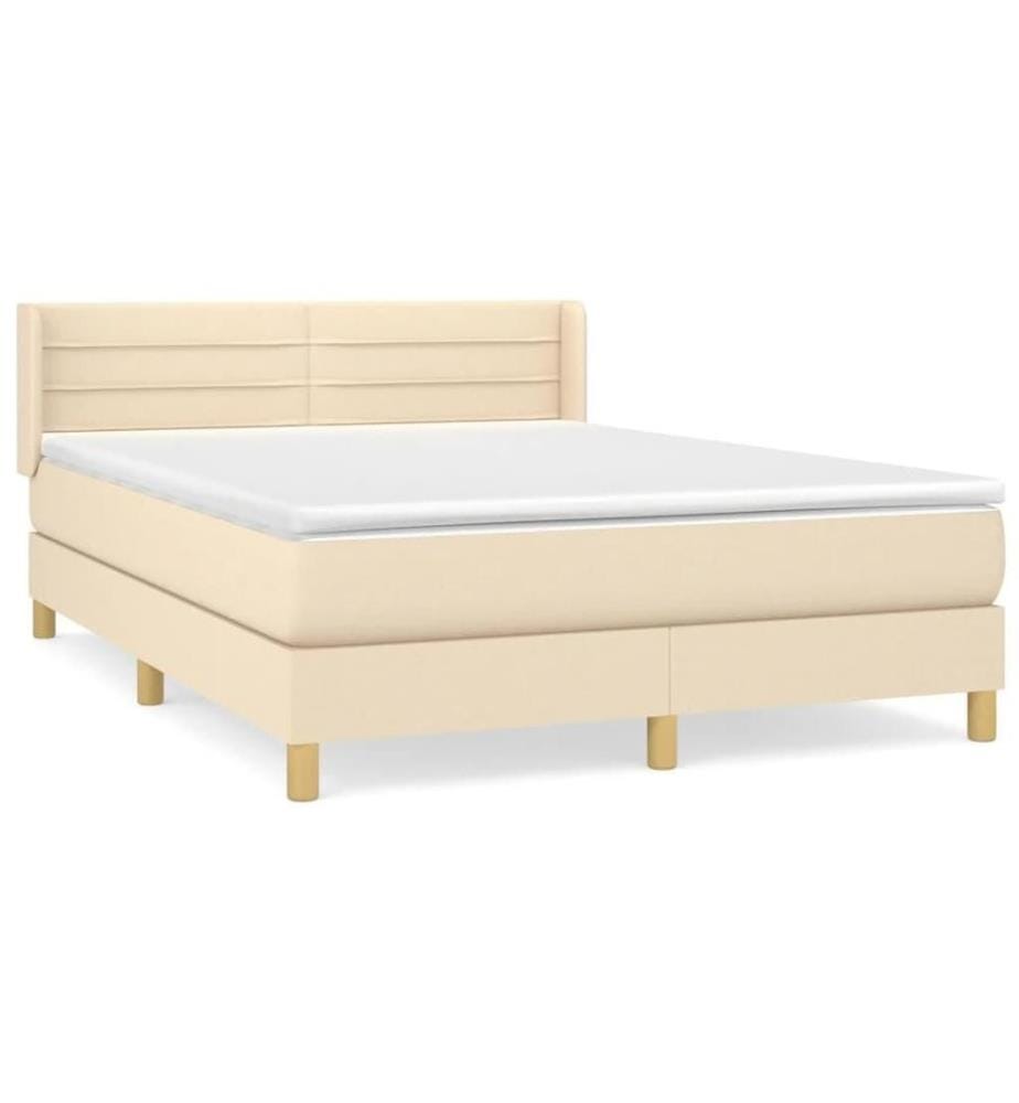 Boxspringbett mit Matratze Creme 140x200 cm Stoff