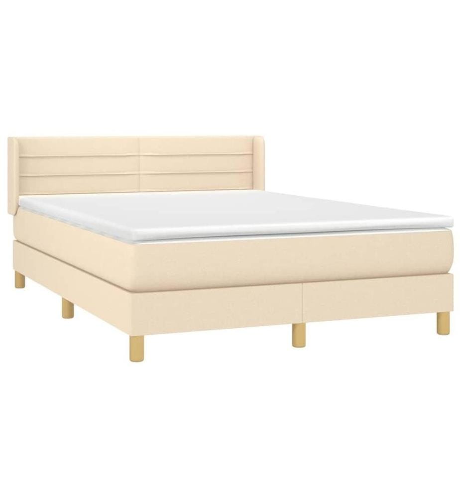Boxspringbett mit Matratze Creme 140x200 cm Stoff