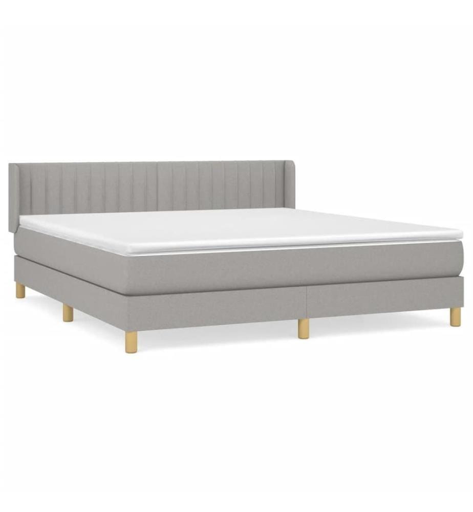 Boxspringbett mit Matratze Hellgrau 180x200 cm Stoff