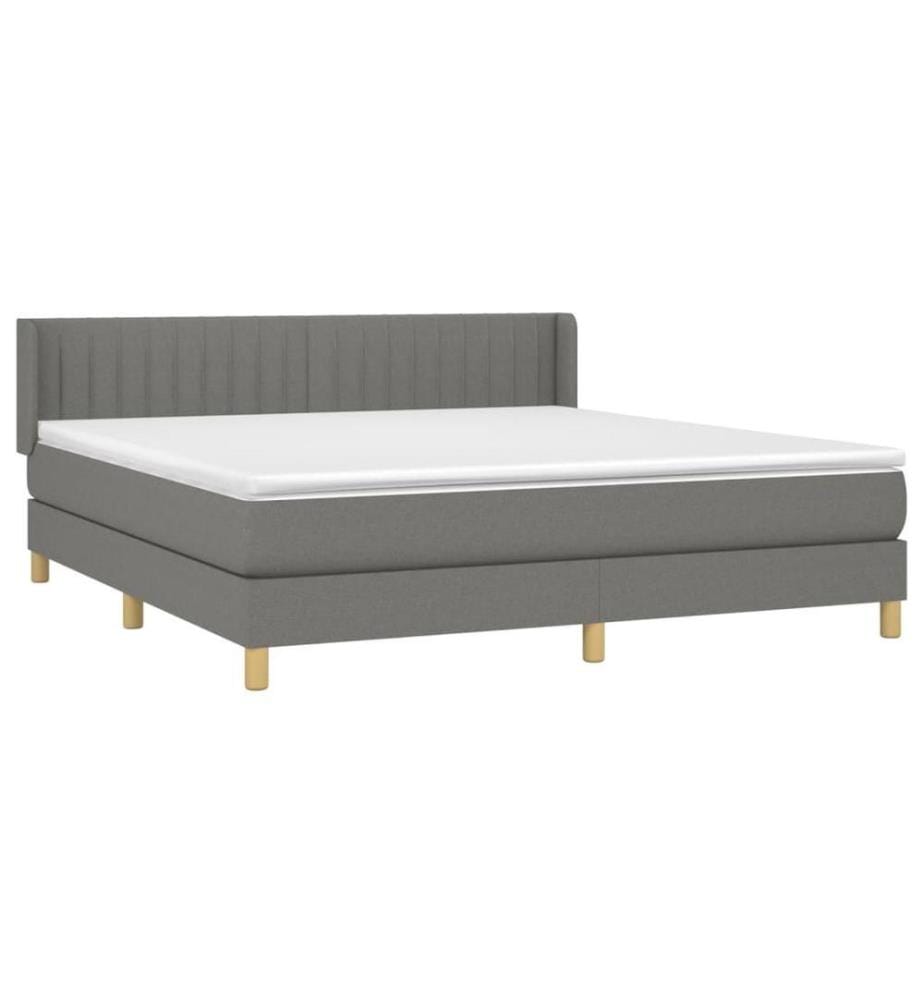 Boxspringbett mit Matratze Dunkelgrau 180x200 cm Stoff