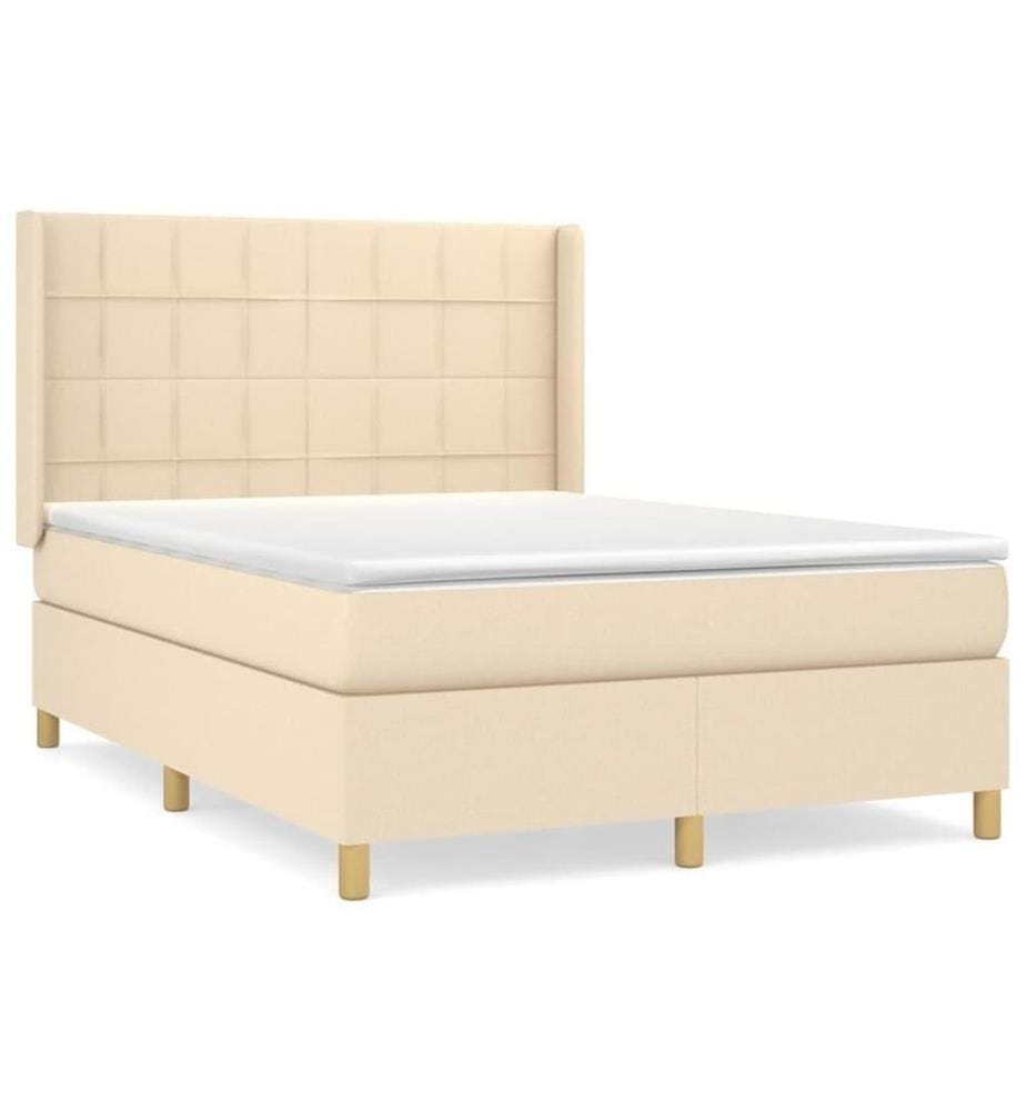 Boxspringbett mit Matratze Creme 140x200 cm Stoff