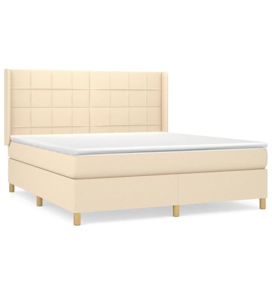 Boxspringbett mit Matratze Creme 160x200 cm Stoff