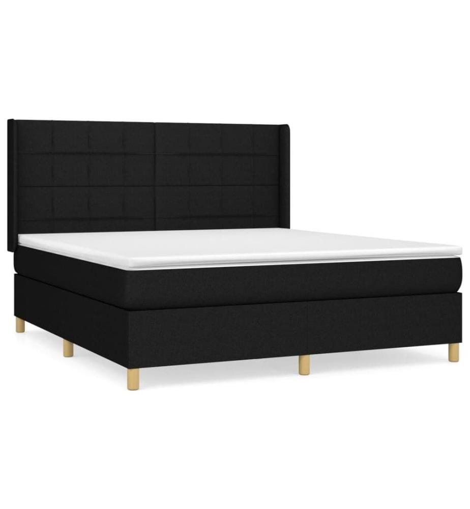 Boxspringbett mit Matratze Schwarz 180x200 cm Stoff