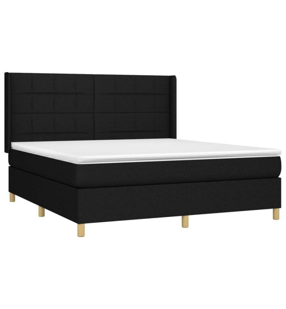 Boxspringbett mit Matratze Schwarz 180x200 cm Stoff