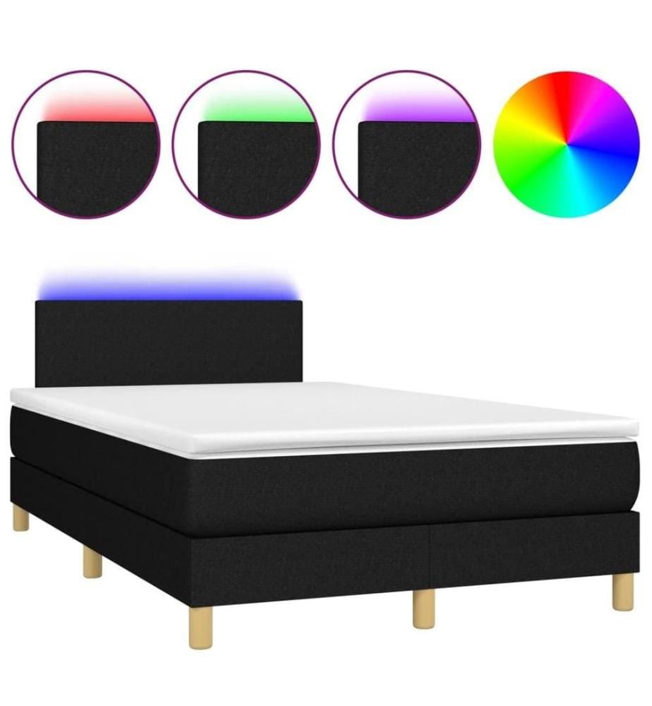 Boxspringbett mit Matratze & LED Schwarz 120x200 cm Stoff