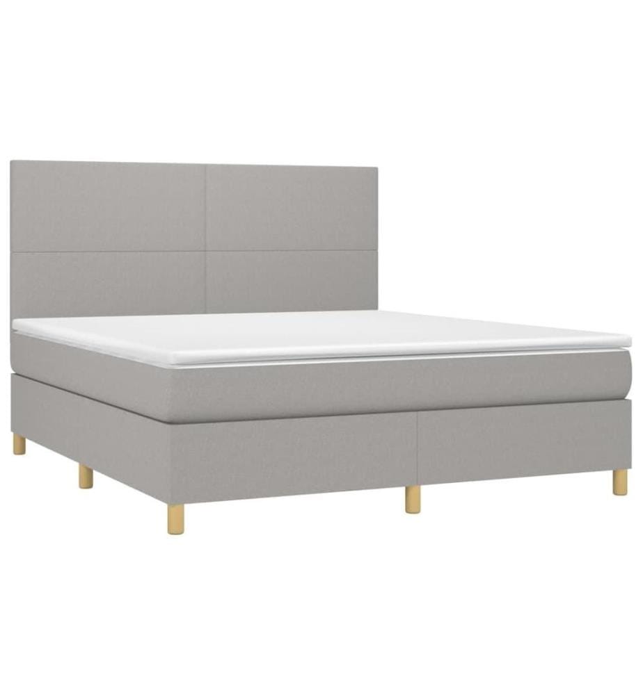 Boxspringbett mit Matratze & LED Hellgrau 180x200 cm Stoff