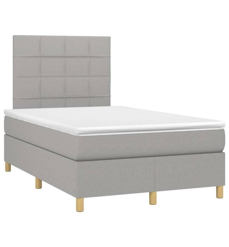 Boxspringbett mit Matratze & LED Hellgrau 120x200 cm Stoff