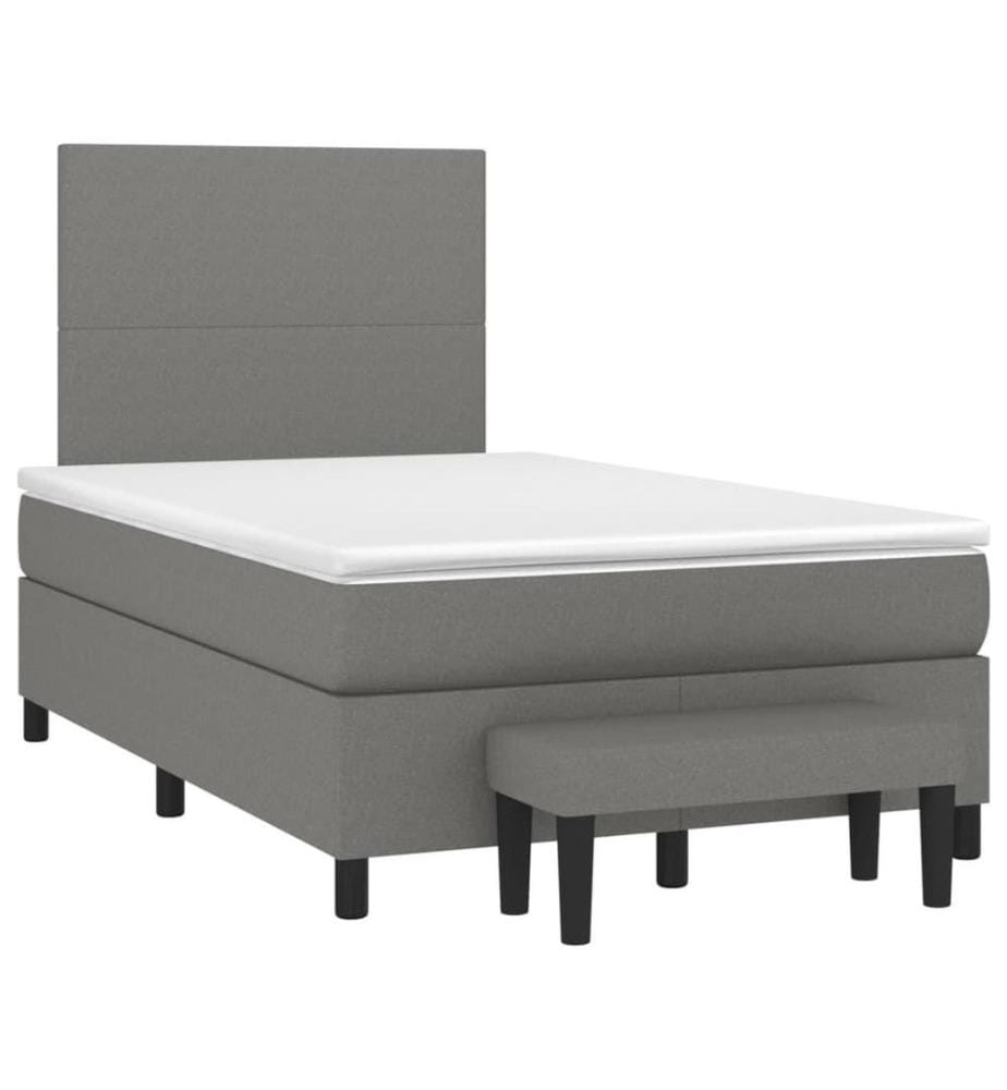 Boxspringbett mit Matratze Dunkelgrau 120x200 cm Stoff