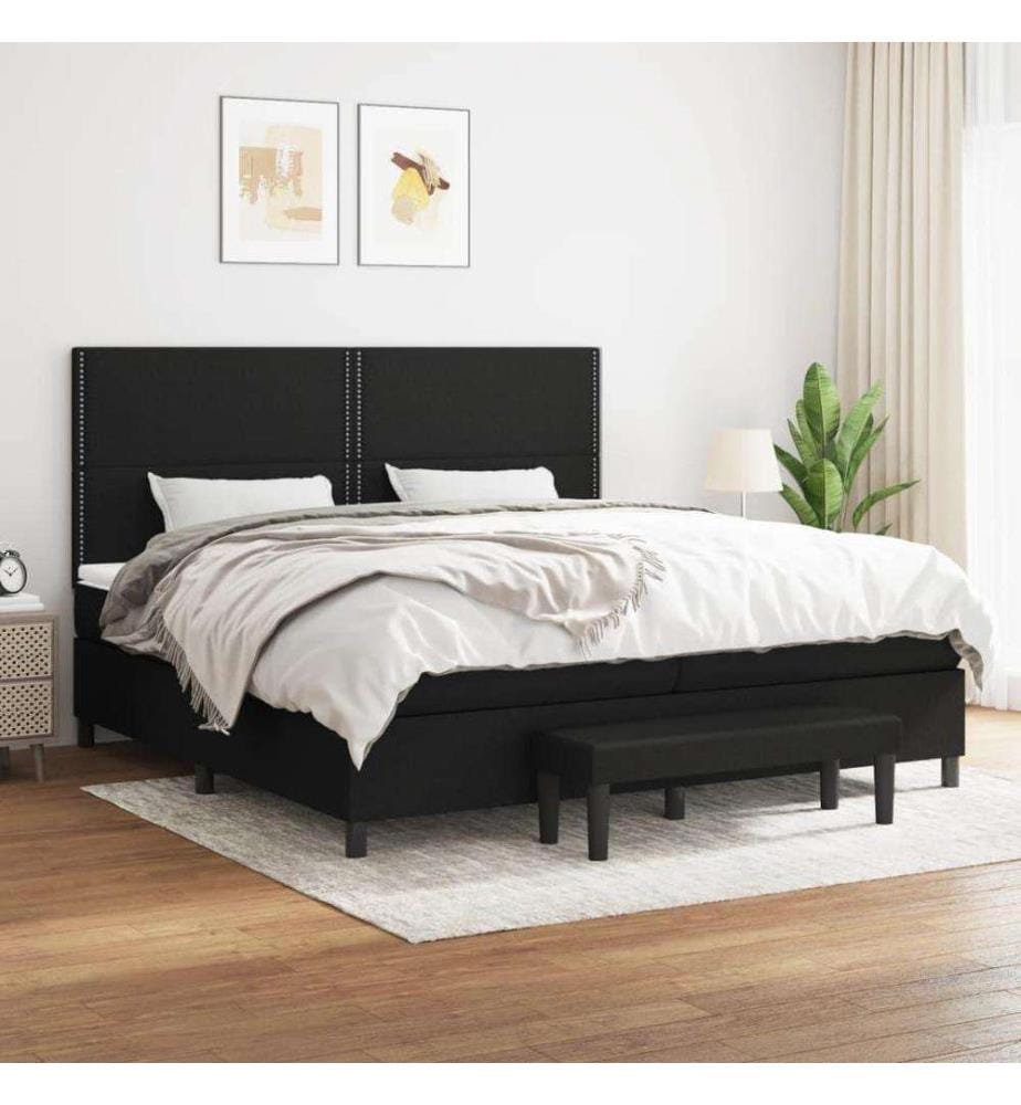 Boxspringbett mit Matratze Schwarz 200x200 cm Stoff