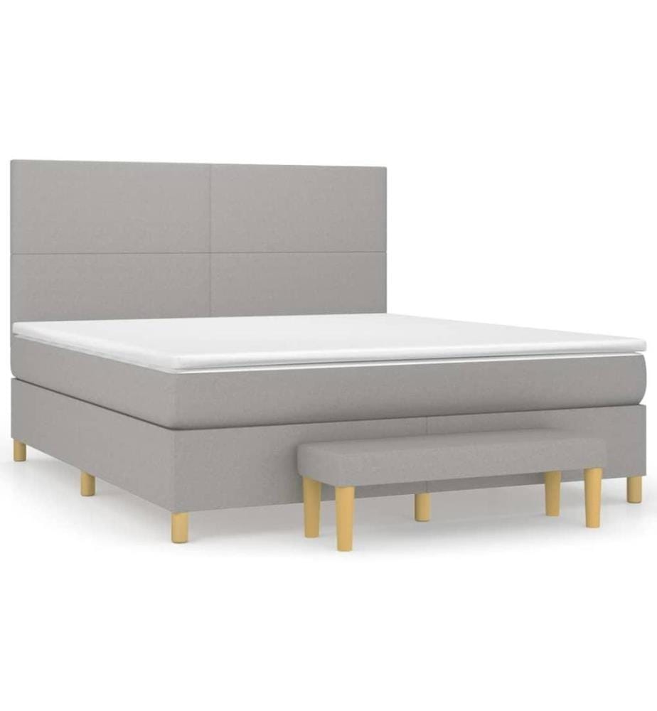 Boxspringbett mit Matratze Hellgrau 180x200 cm Stoff