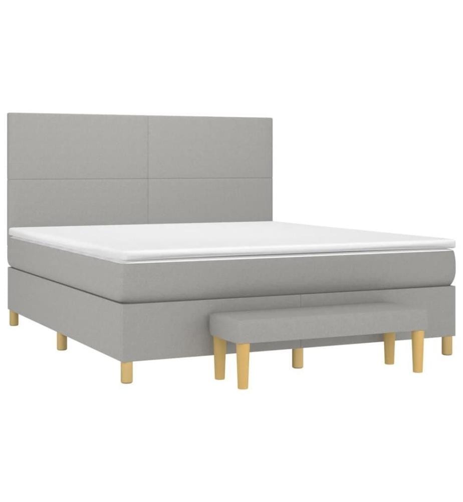 Boxspringbett mit Matratze Hellgrau 180x200 cm Stoff