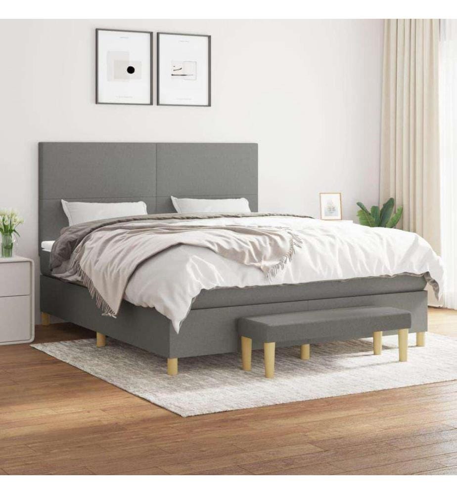 Boxspringbett mit Matratze Dunkelgrau 180x200 cm Stoff