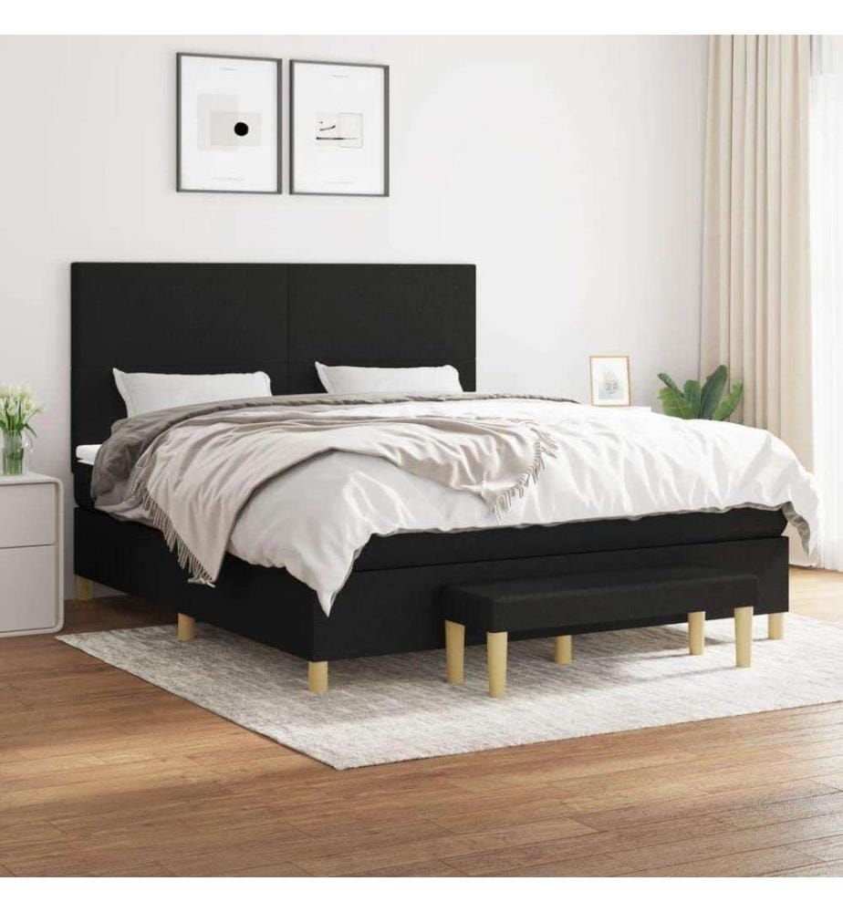 Boxspringbett mit Matratze Schwarz 180x200 cm Stoff