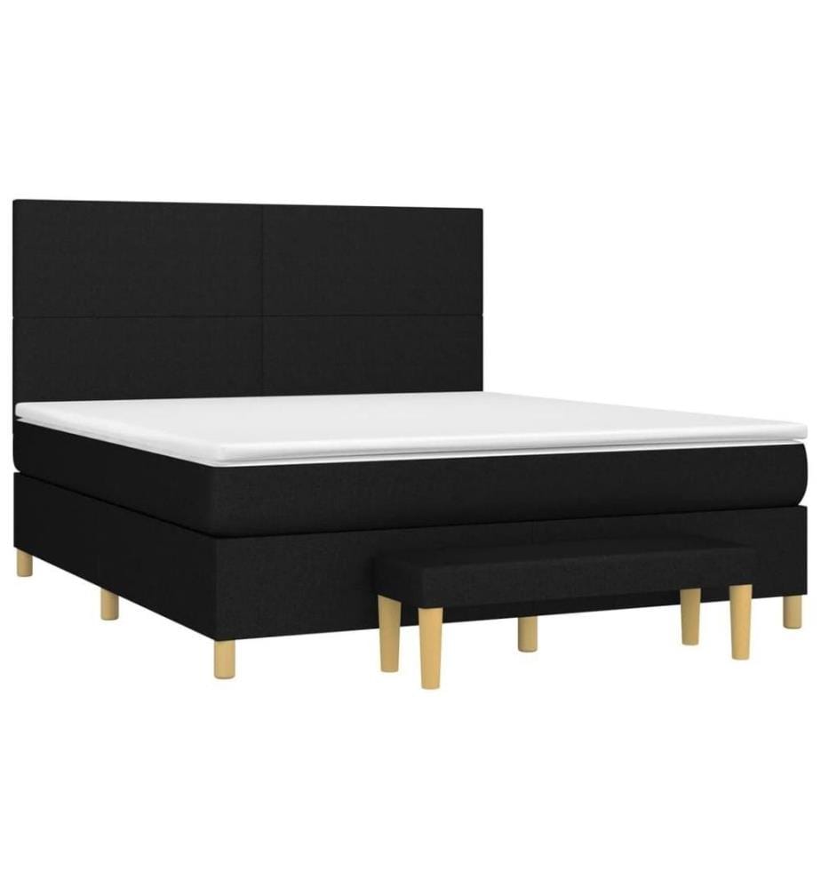 Boxspringbett mit Matratze Schwarz 180x200 cm Stoff