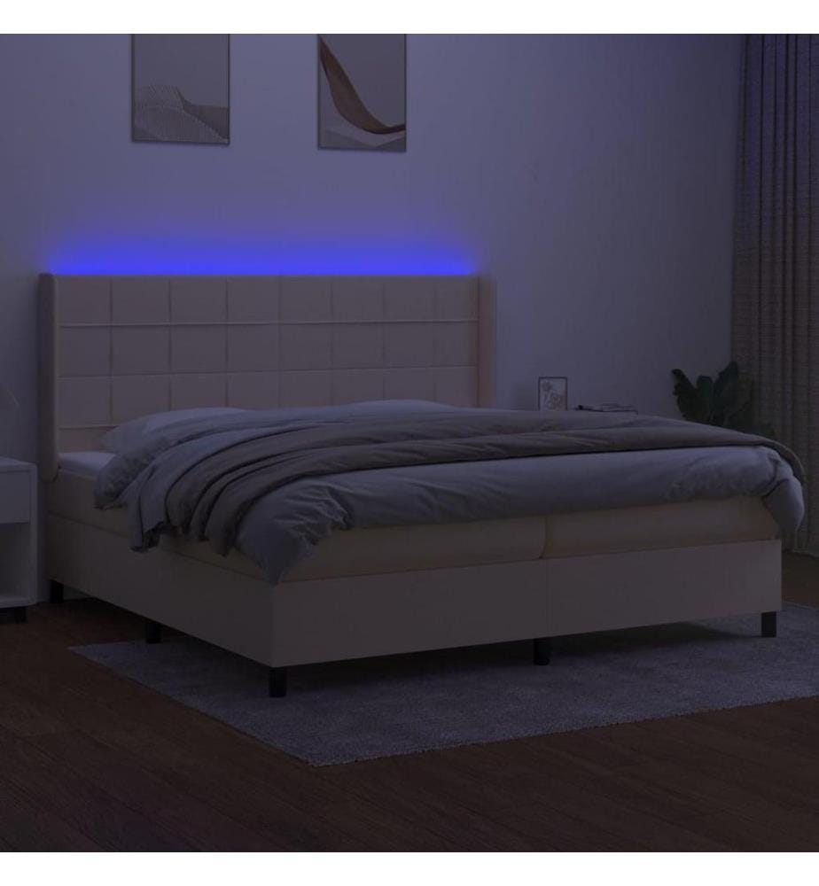 Boxspringbett mit Matratze & LED Creme 200x200 cm Stoff