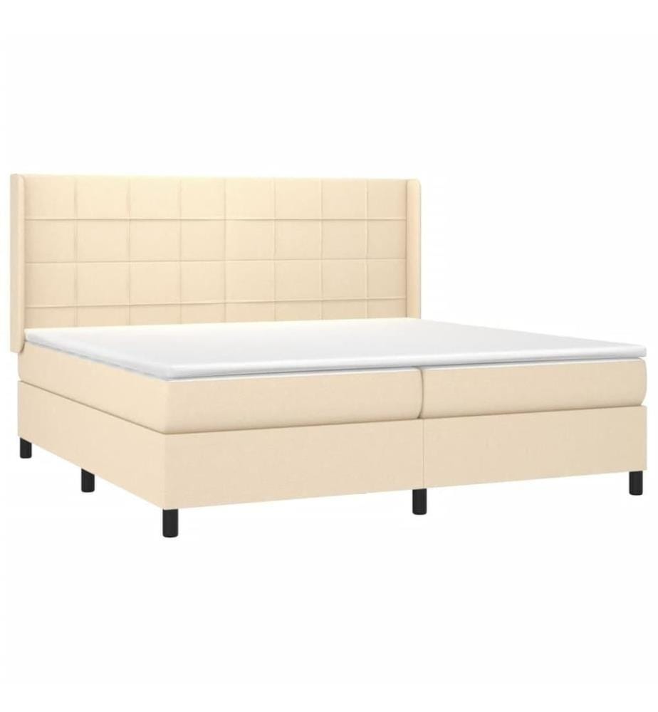 Boxspringbett mit Matratze & LED Creme 200x200 cm Stoff