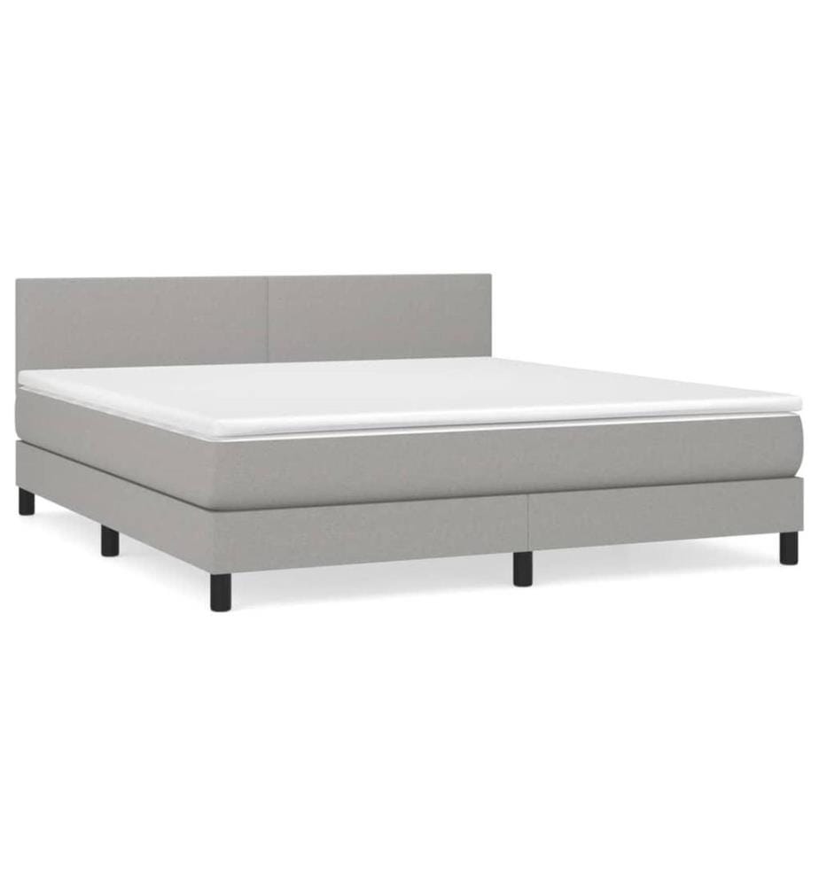 Boxspringbett mit Matratze Hellgrau 180x200 cm Stoff