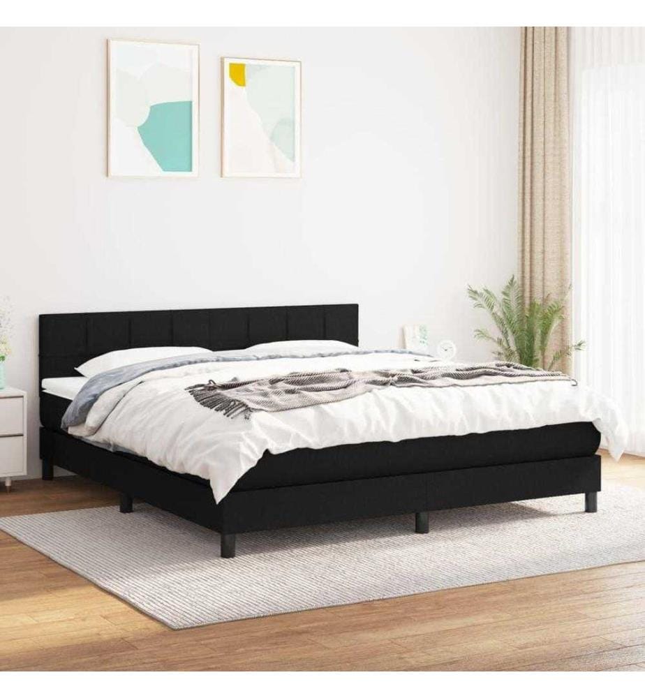 Boxspringbett mit Matratze Schwarz 180x200 cm Stoff
