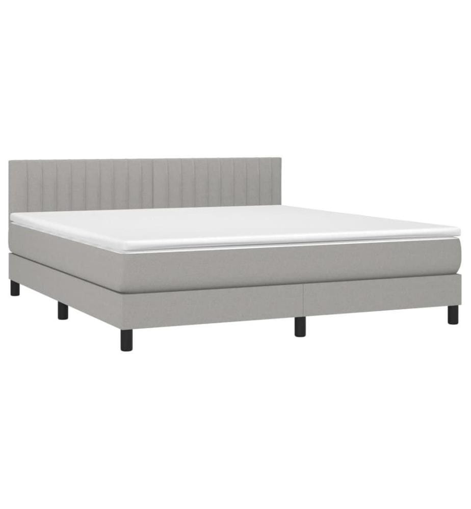 Boxspringbett mit Matratze Hellgrau 180x200 cm Stoff