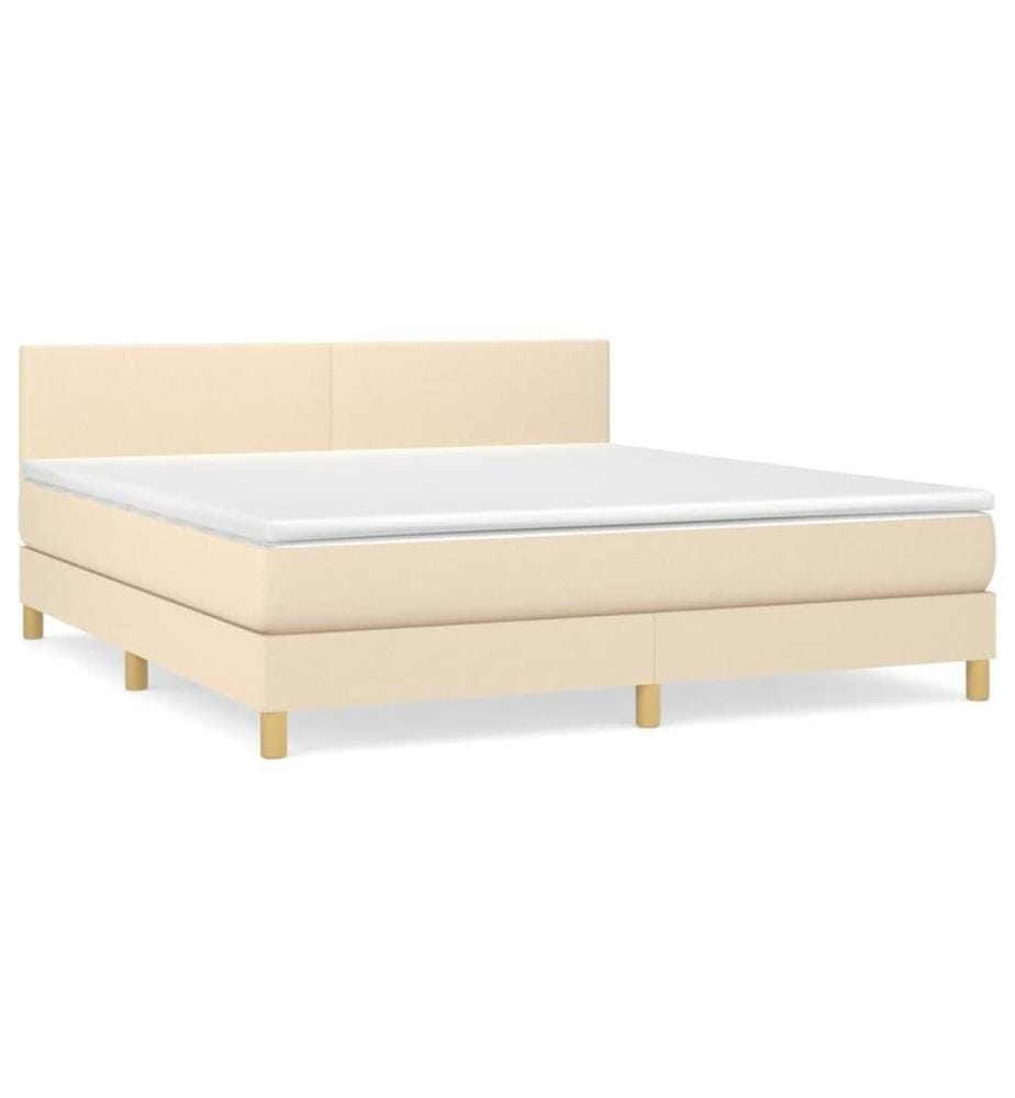 Boxspringbett mit Matratze Creme 160x200 cm Stoff