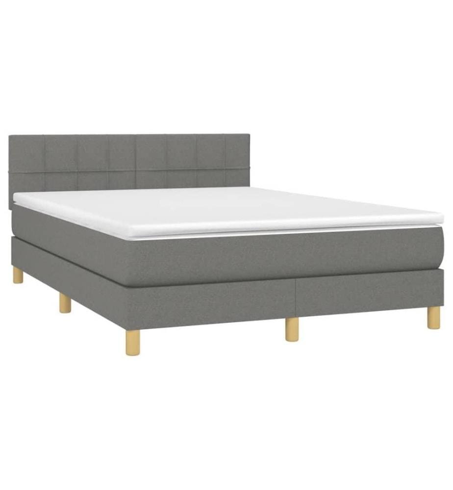 Boxspringbett mit Matratze Dunkelgrau 140x190 cm Stoff