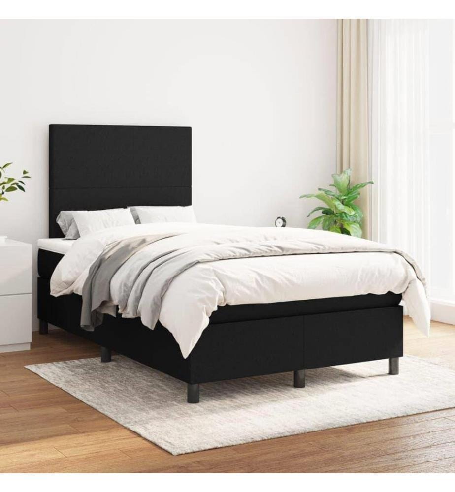 Boxspringbett mit Matratze Schwarz 120x200 cm Stoff