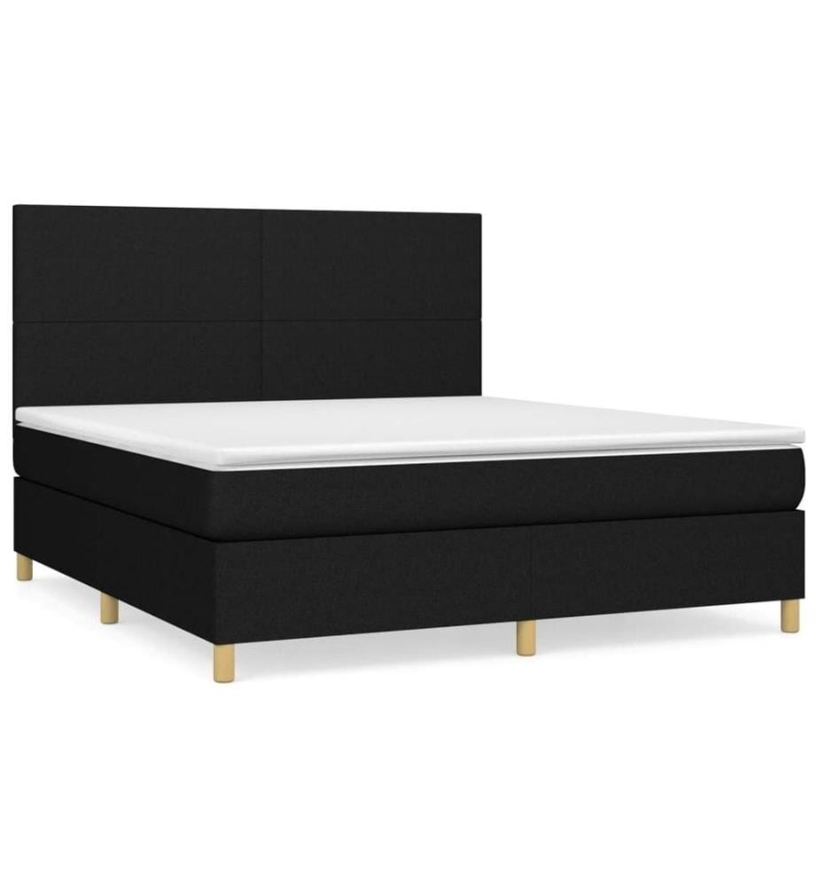 Boxspringbett mit Matratze Schwarz 180x200 cm Stoff