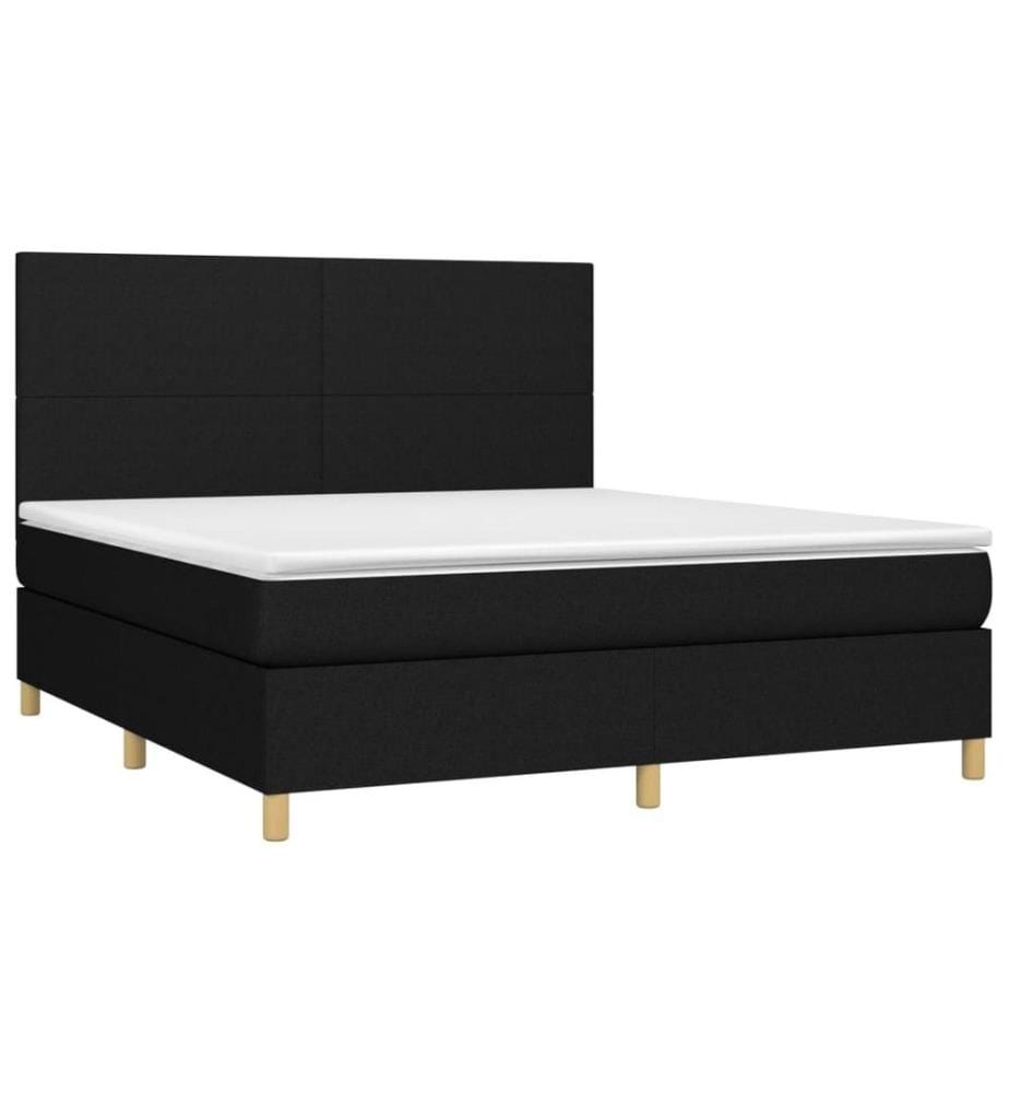 Boxspringbett mit Matratze Schwarz 180x200 cm Stoff