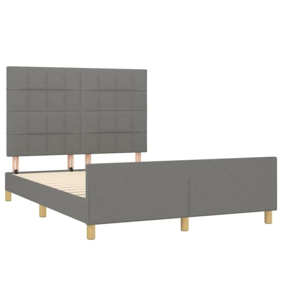 Bettgestell mit Kopfteil Dunkelgrau 140x190 cm Stoff