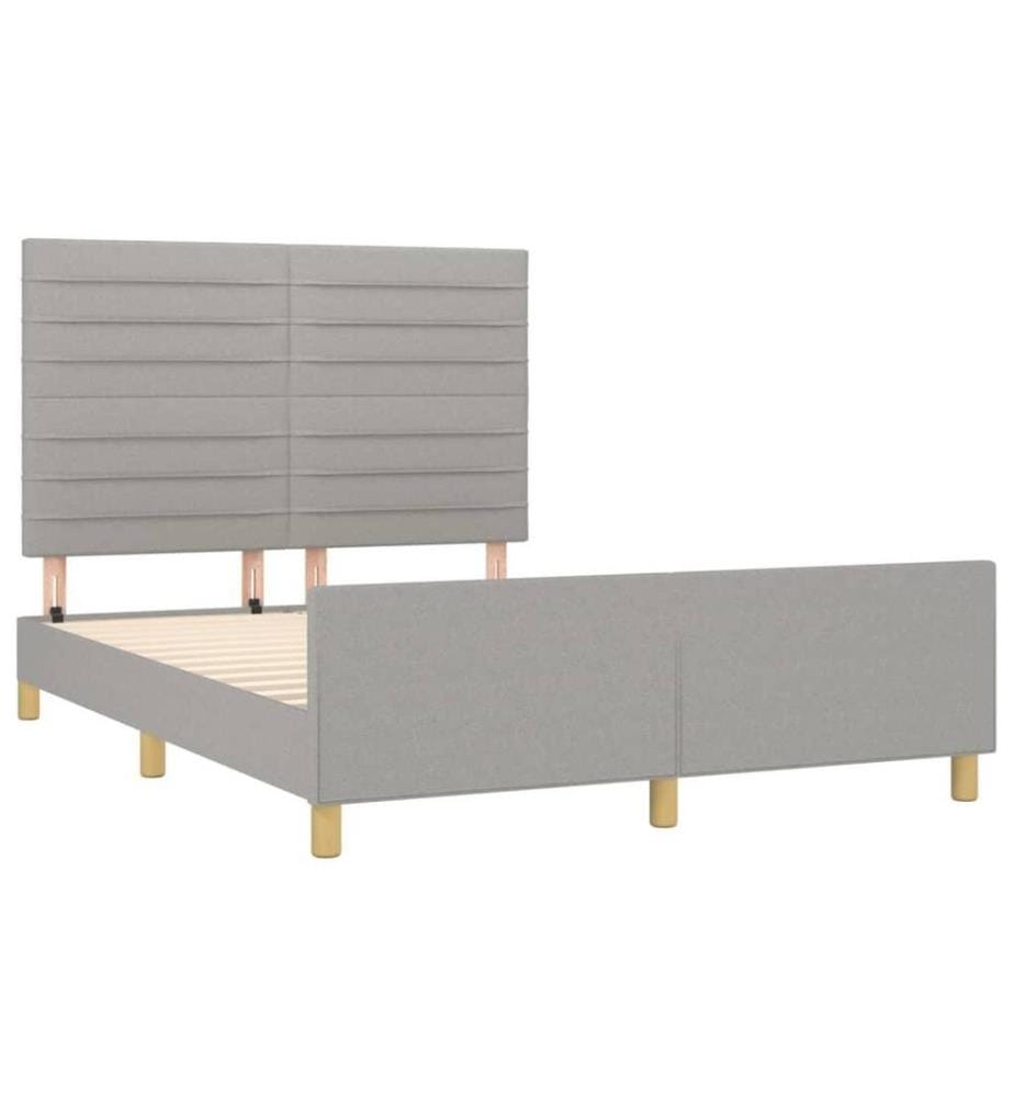 Bettgestell mit Kopfteil Hellgrau 140x190 cm Stoff