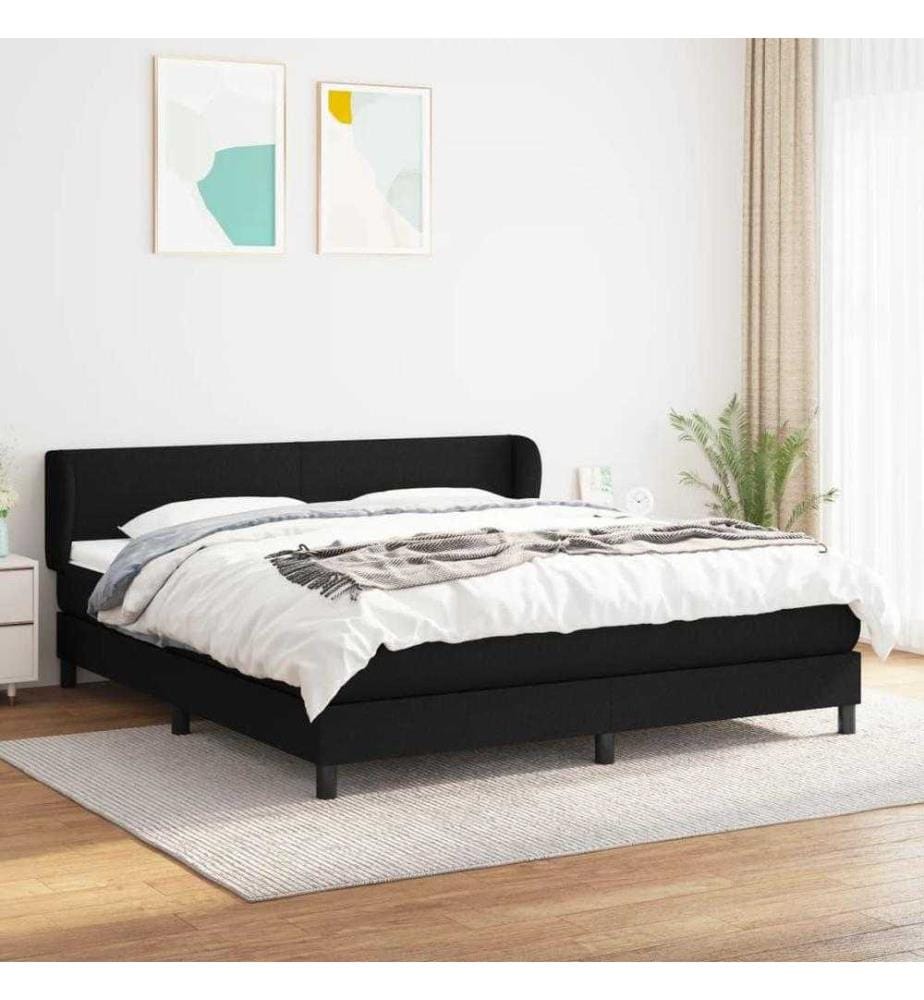 Boxspringbett mit Matratze Schwarz 160x200 cm Stoff