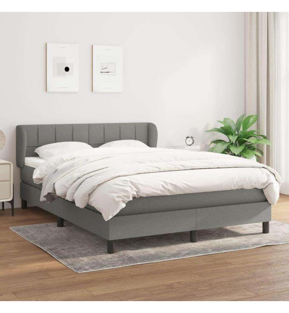 Boxspringbett mit Matratze Dunkelgrau 140x190 cm Stoff