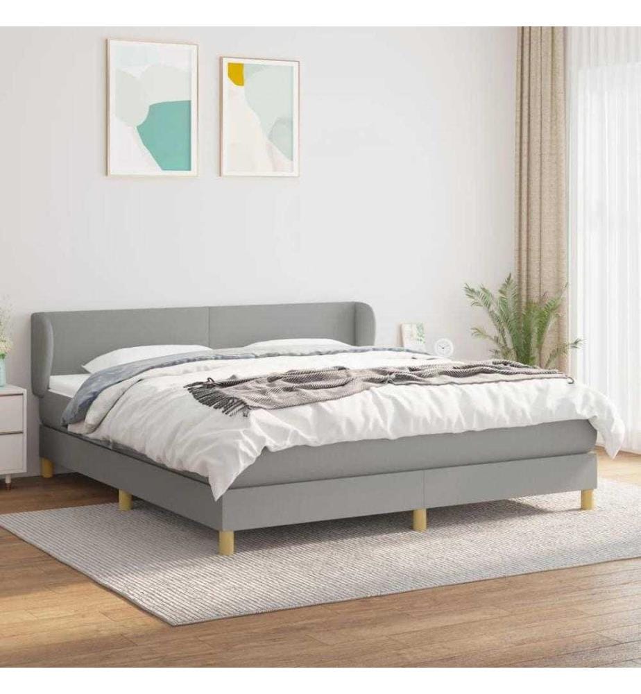 Boxspringbett mit Matratze Hellgrau 180x200 cm Stoff